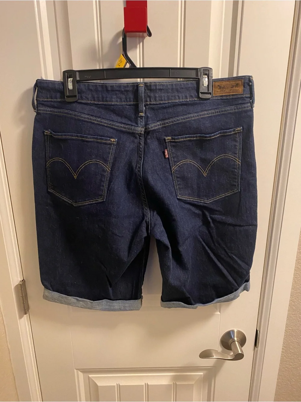 Levis Jeans Shorts 14 Bermuda Stretch Dark Blue Denim Rolled Cuff